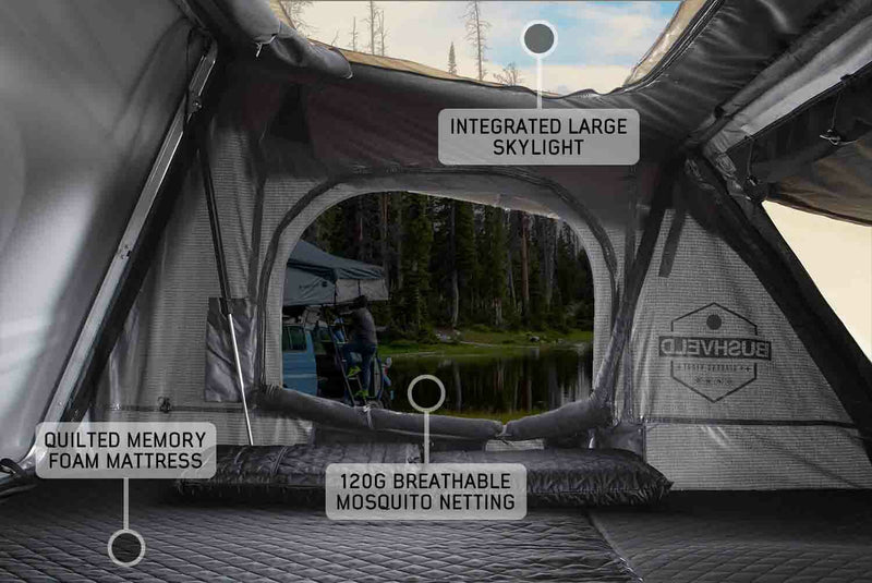 Load image into Gallery viewer, HD Bushveld II Cantilever Hard Shell Roof Top Tent Grey Body & Tan Rainfly