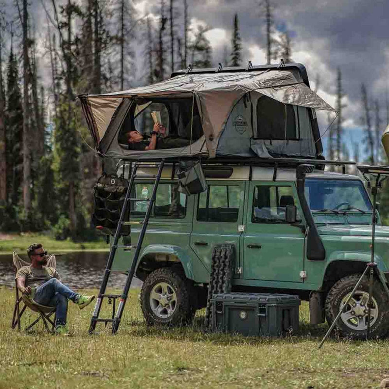 Load image into Gallery viewer, HD Bushveld II Cantilever Hard Shell Roof Top Tent Grey Body & Tan Rainfly