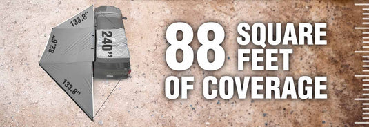 HD Nomadic 180 Degree Awning with Bracket Kit for Mid - High Roofline Vans