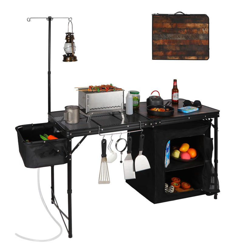 Load image into Gallery viewer, Portable Camping Kitchen Table with Storage Organizer for Outdoor