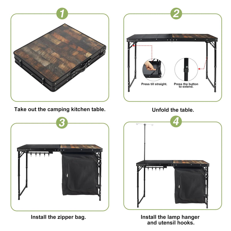 Load image into Gallery viewer, Portable Camping Kitchen Table with Storage Organizer for Outdoor