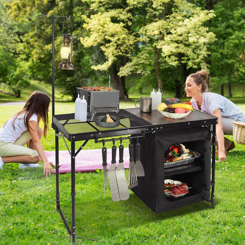 Load image into Gallery viewer, Portable Camping Kitchen Table with Storage Organizer for Outdoor