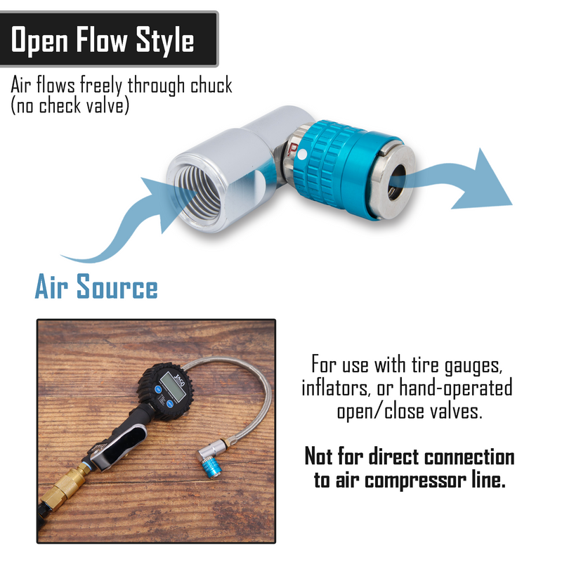 Load image into Gallery viewer, Lightning™ L3-Series Bike Tire Air Chuck - 1/4" F-NPT (Presta + Schrader Valves) | Open Flow (2 Pack)