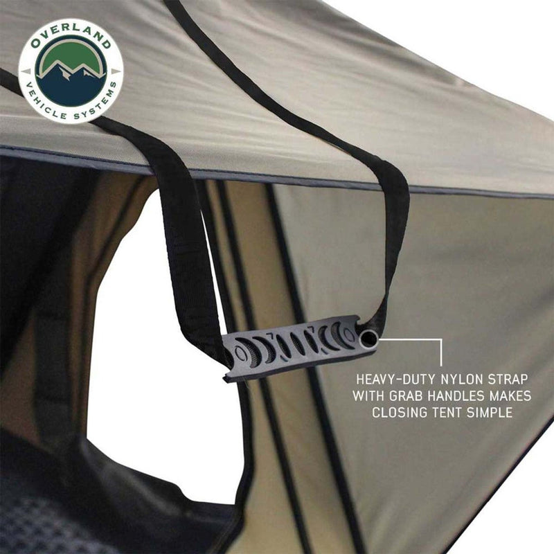 Load image into Gallery viewer, LD TMON Clamshell Aluminum Hard Shell Roof Top Tent - 2 Person Capacity, Tan Body & Green Rainfly