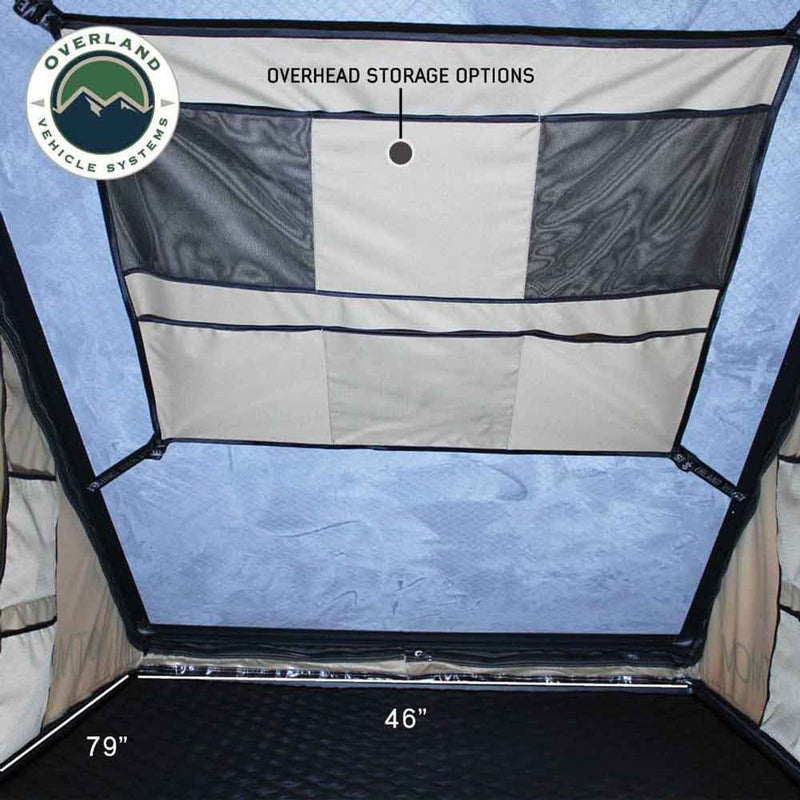 Load image into Gallery viewer, LD TMON Clamshell Aluminum Hard Shell Roof Top Tent - 2 Person Capacity, Tan Body & Green Rainfly