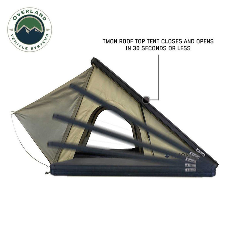 Load image into Gallery viewer, LD TMON Clamshell Aluminum Hard Shell Roof Top Tent - 2 Person Capacity, Tan Body & Green Rainfly