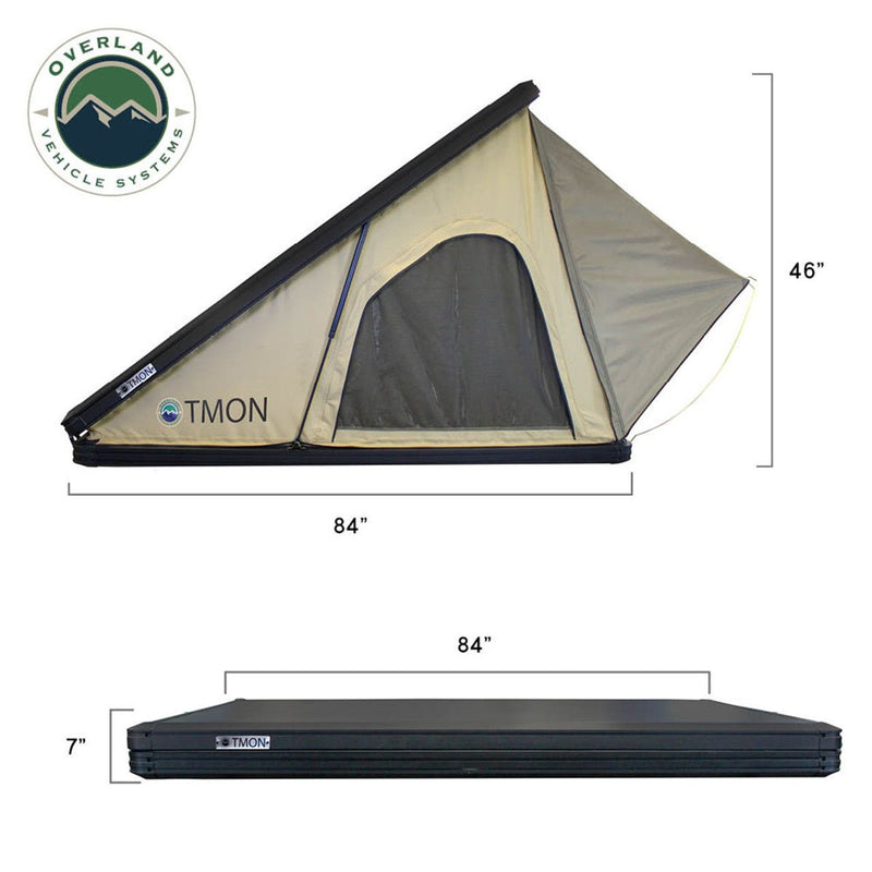 Load image into Gallery viewer, LD TMON Clamshell Aluminum Hard Shell Roof Top Tent - 2 Person Capacity, Tan Body & Green Rainfly