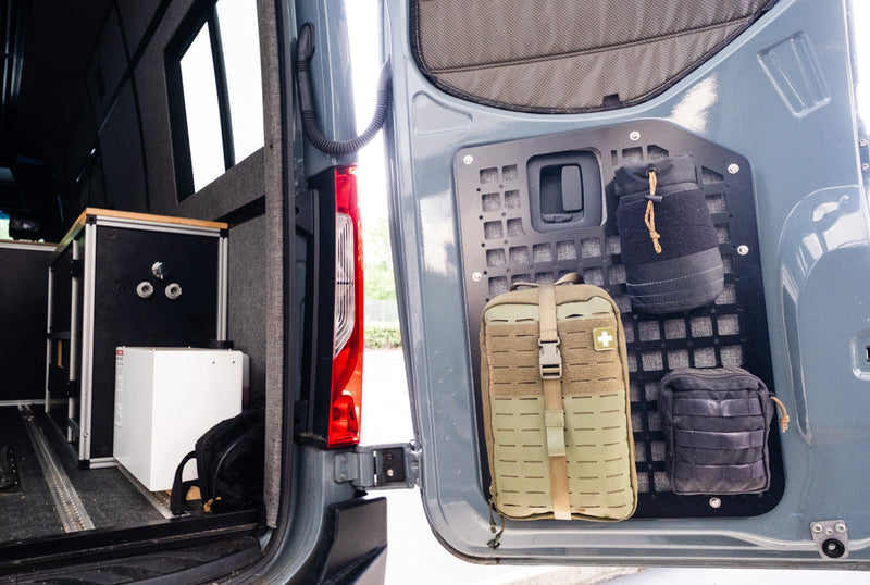 Load image into Gallery viewer, The Original Rear Door Modular MOLLE Storage Panel for Mercedes Sprinter (2019+) by FreedomVanGo