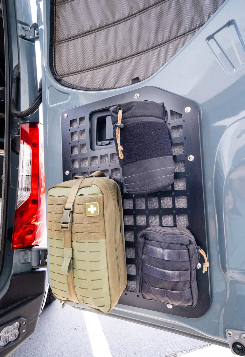 Load image into Gallery viewer, The Original Rear Door Modular MOLLE Storage Panel for Mercedes Sprinter (2019+) by FreedomVanGo