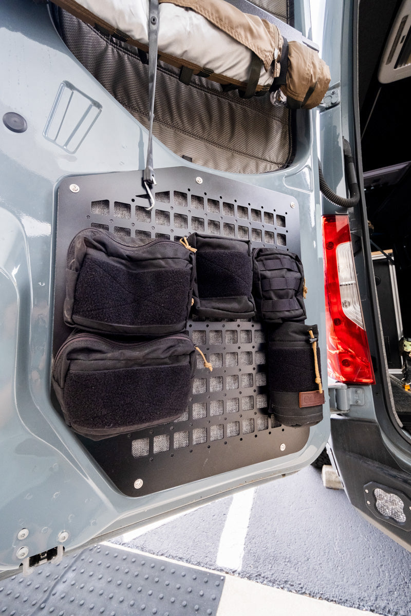 Load image into Gallery viewer, The Original Rear Door Modular MOLLE Storage Panel for Mercedes Sprinter (2019+) by FreedomVanGo