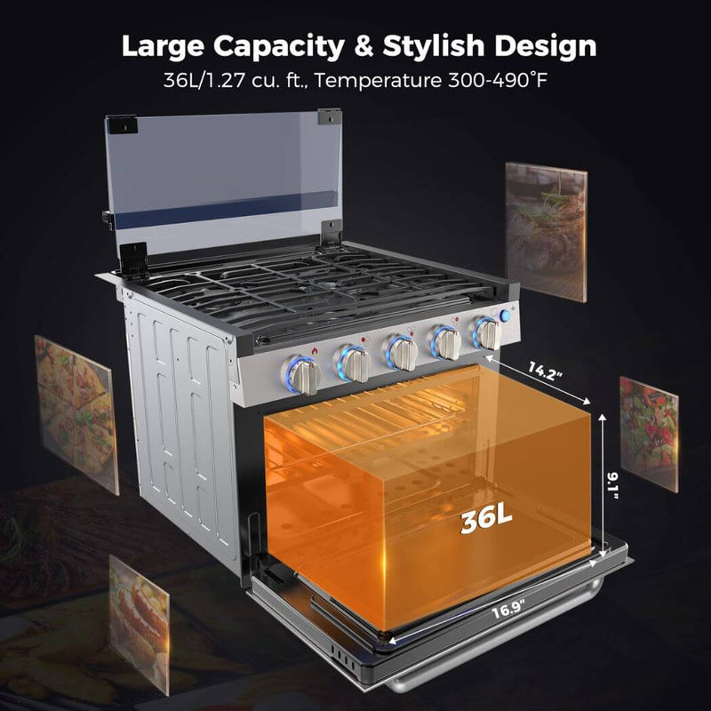 Load image into Gallery viewer, Camplux 17" RV Oven W/3 Burners Cooktop