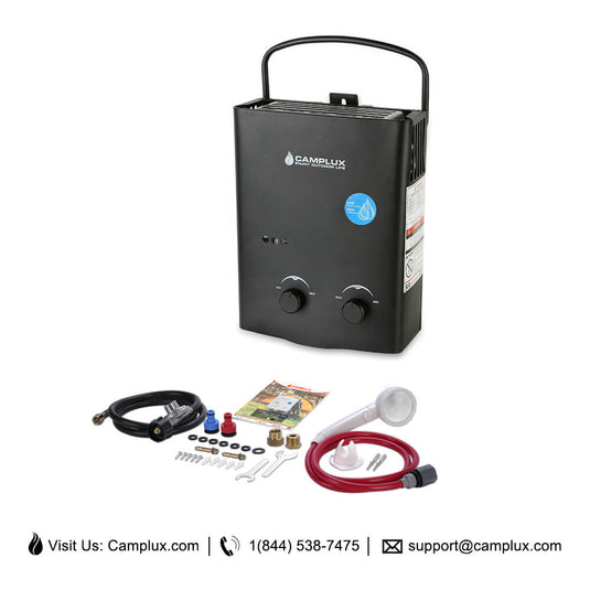 Camplux 5L Outdoor Propane Tankless Water Heater - Black