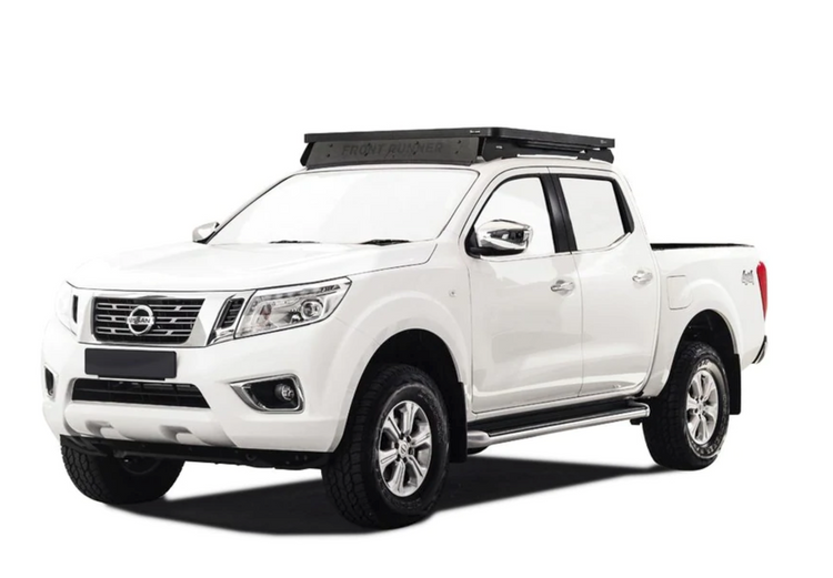 roof rack wind deflector on a white nissan truck