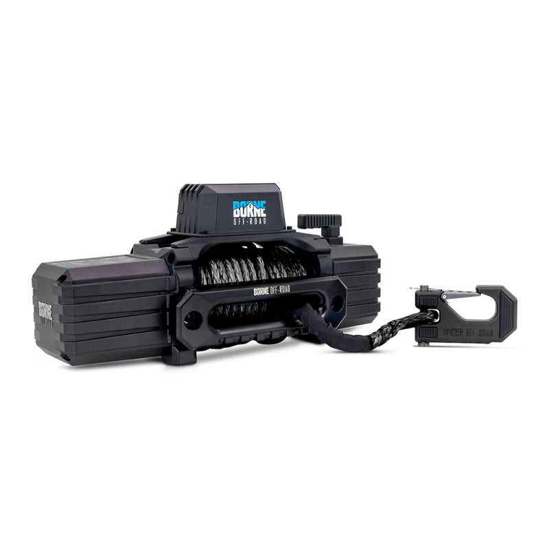 Load image into Gallery viewer, Borne Off-Road 10K Winch - Black Synthetic Rope
