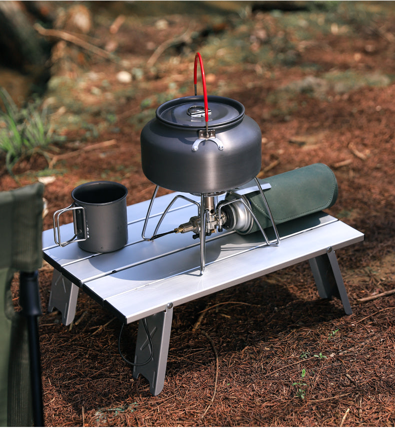 Load image into Gallery viewer, Black Lightweight Portable Folding Ultralight Roll Up Mini Aluminum Picnic Camping Table Foldable For Outdoor Hiking
