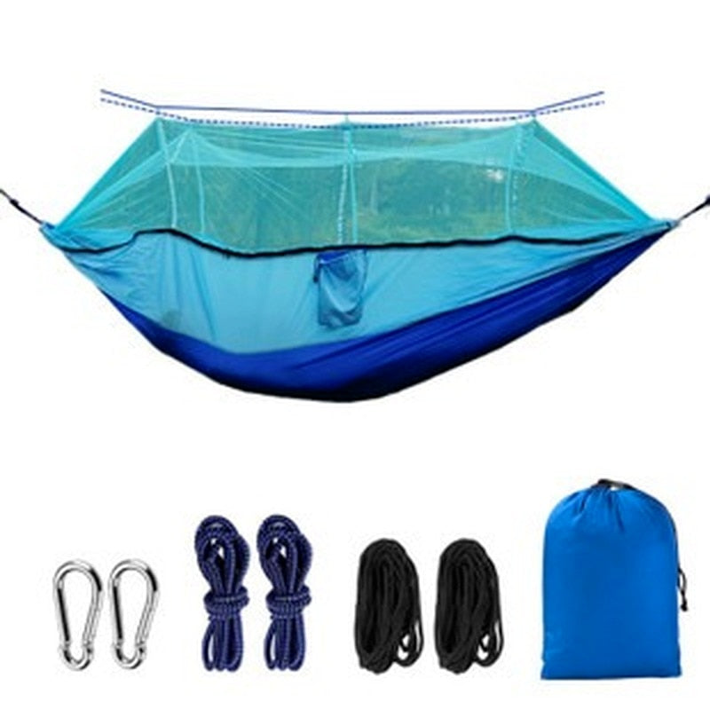 Load image into Gallery viewer, Bourette spinning 210T Nylon Hammock Outdoor Anti-mosquito Hammock Outdoor Camping Goods Bed Bearing
