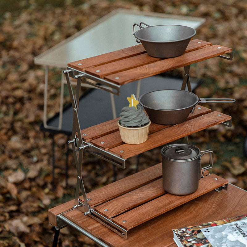 Load image into Gallery viewer, Mountaineering Outdoor Camping Rack Portable Storage Rack Three Layer Rack With Foldable Picnic Camping Barbecue Folding Table

