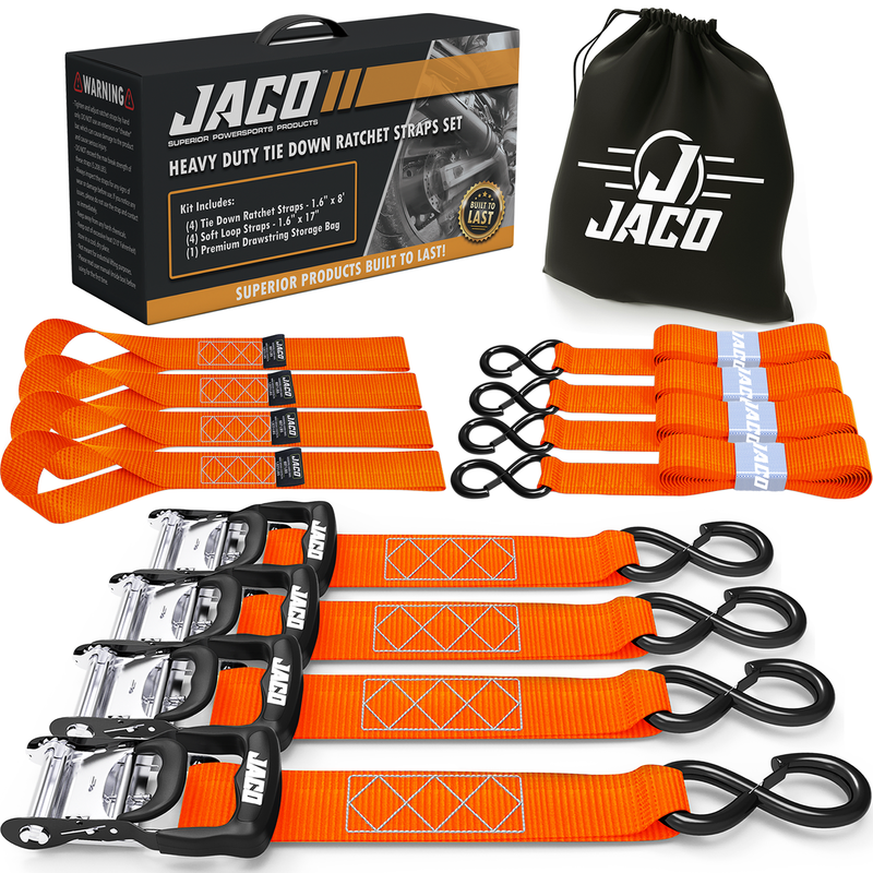 Load image into Gallery viewer, Heavy Duty Ratchet Tie Down Straps with Soft Loops (1.6&quot; x 8 ft) | AAR Certified Break Strength (5,208 lbs)

