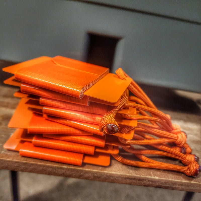 Load image into Gallery viewer, Tape Card - Duct Tape wrapped Orange Credit Card w/ Paracord Lanyard
