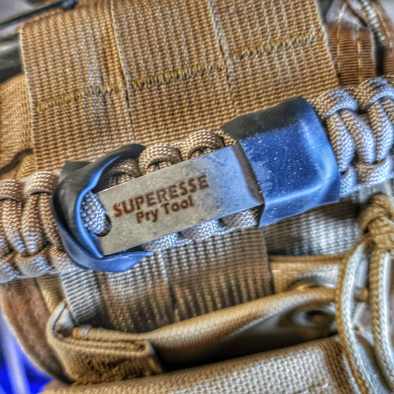 Load image into Gallery viewer, Urban Carry Strap - EDC Bracelet with Pry Bar, Firestarter, Kevlar Saw and Cuff Key or LED Flashlight.
