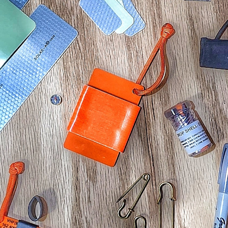 Load image into Gallery viewer, Tape Card - Duct Tape wrapped Orange Credit Card w/ Paracord Lanyard
