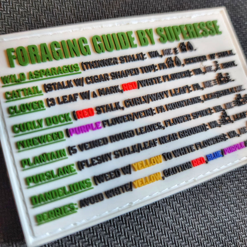 Load image into Gallery viewer, Storage Pocket Patch:  &quot;Foraging Guide&quot;, a Plants and Edibles Quick Identification Reference
