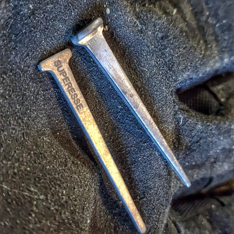 Load image into Gallery viewer, Shelter Nail - Titanium &amp; Steel Wrought Hammering Spike for Trail and Utility Tasks
