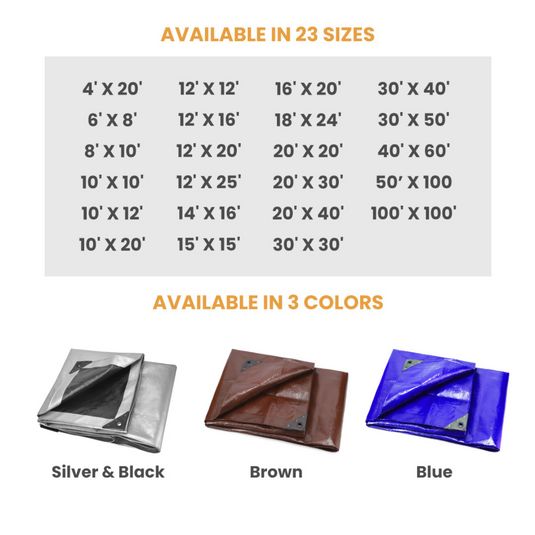 Super Heavy Duty Poly Tarp Cover Thick 16 Mil, 8 oz