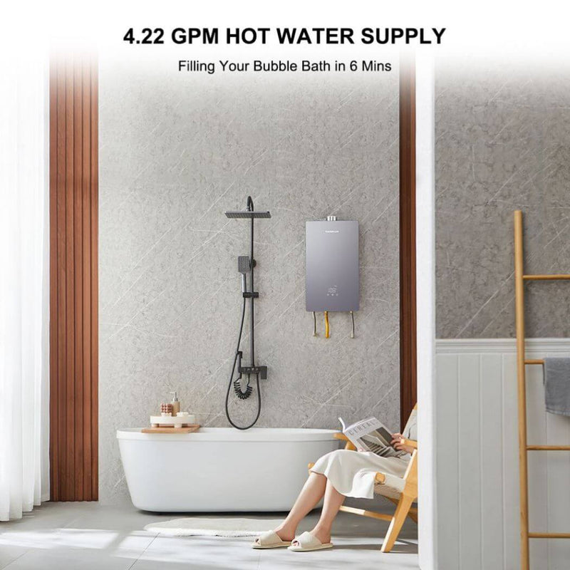 Load image into Gallery viewer, Camplux 4.22 GPM Indoor Tankless Hot Water Heater | Gray
