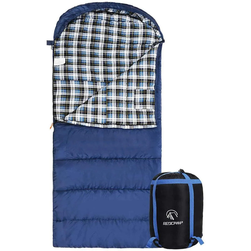 Load image into Gallery viewer, Hooded Camping Sleeping Bag for Adult with Cotton Flannel,Red,Blue,Navy Blue
