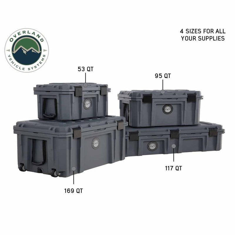 Load image into Gallery viewer, D.B.S.  - Dark Grey 117 QT Dry Box with Wheels, Drain, and Bottle Opener
