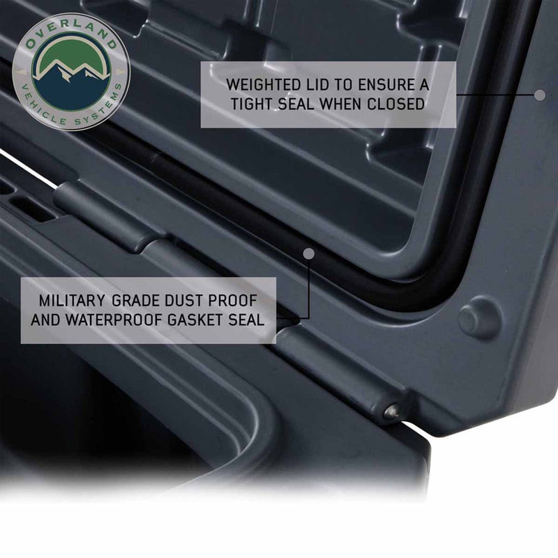 Load image into Gallery viewer, D.B.S.  - Dark Grey 117 QT Dry Box with Wheels, Drain, and Bottle Opener
