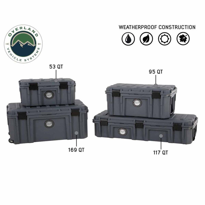Load image into Gallery viewer, D.B.S.  - Dark Grey 117 QT Dry Box with Wheels, Drain, and Bottle Opener
