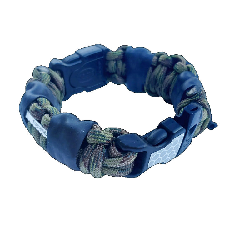 Load image into Gallery viewer, EDC Prepper - Paracord Bracelet Urban Tool Kit Equipped w/ LED Light, fire starter, blade, compass.
