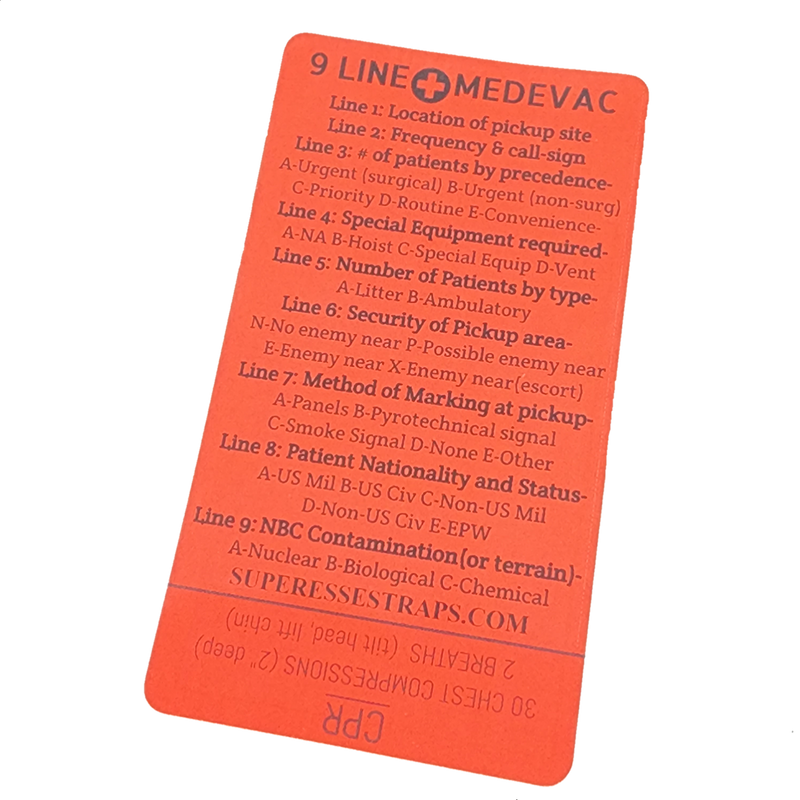 Load image into Gallery viewer, 9 Line MedEvac Decal - U.S. Military Truncated Medical Evacuation Reference Sticker &amp; CPR
