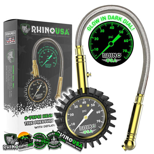 Rhino USA 75 Psi Analog Heavy Duty Tire Pressure Gauge