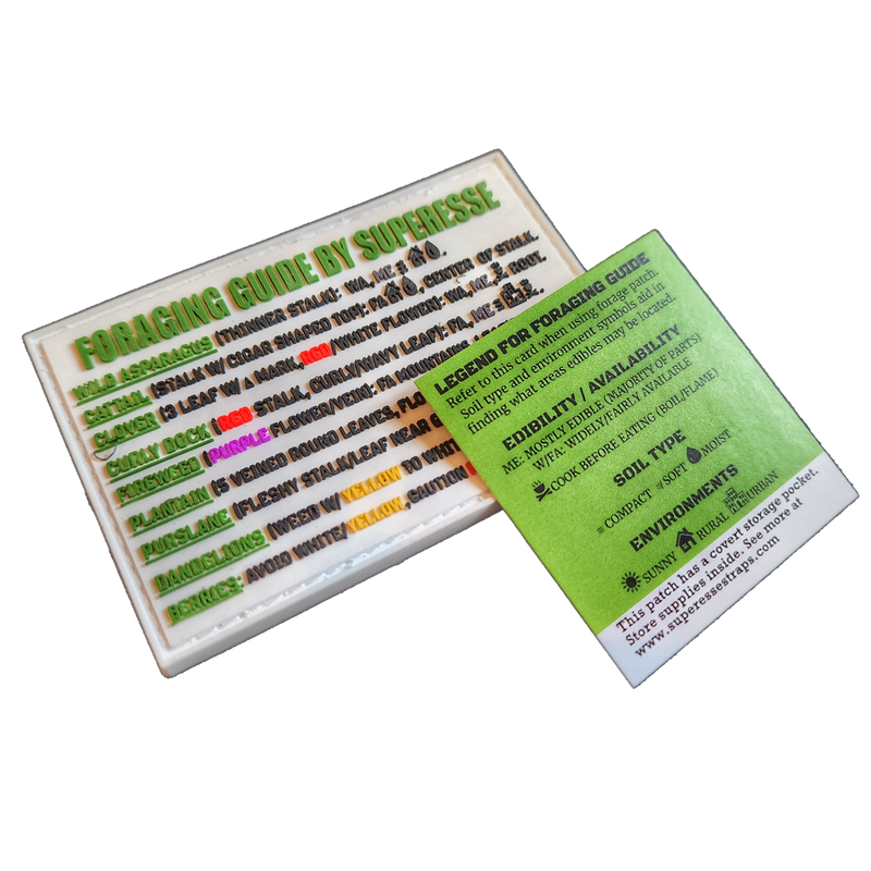 Load image into Gallery viewer, Storage Pocket Patch:  &quot;Foraging Guide&quot;, a Plants and Edibles Quick Identification Reference
