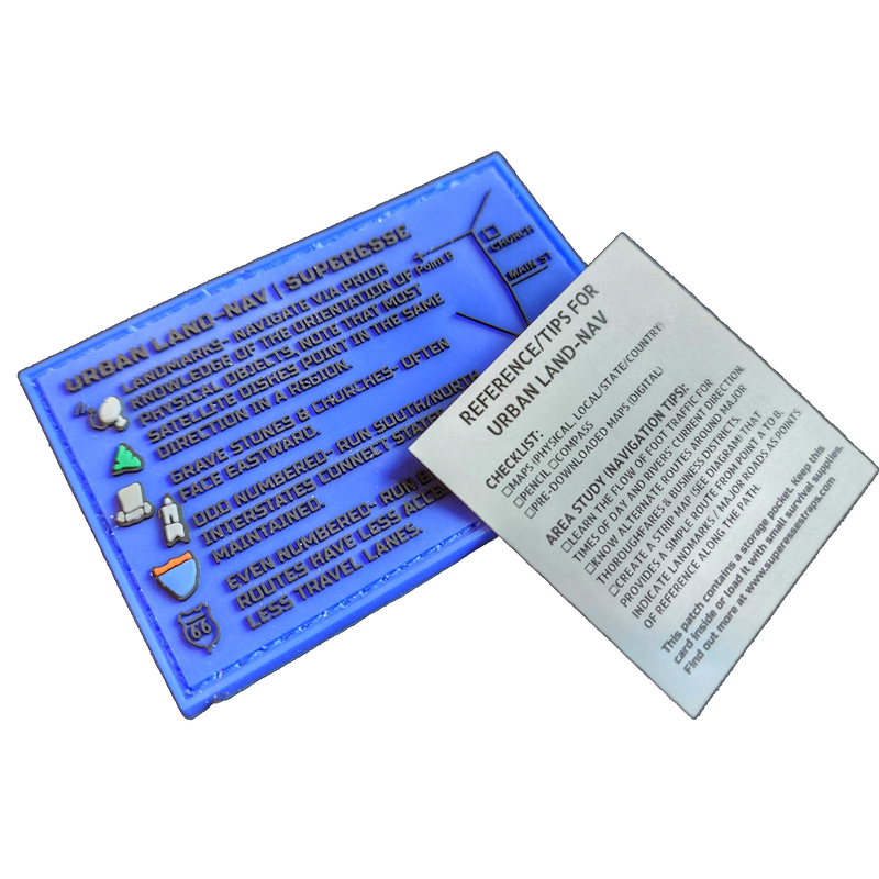 Load image into Gallery viewer, Storage Pocket Patch - Urban Land-Nav w/ Strip Map Diagram and Contingency Navigation Tactics
