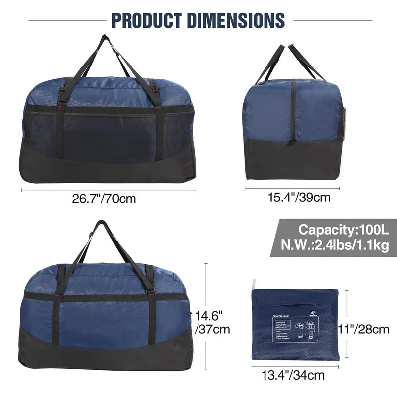 Load image into Gallery viewer, 60/75/96L/100L Large Foldable Travel Bag Lightweight Sports Bag
