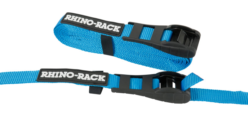 Load image into Gallery viewer, Rhino-Rack Rapid Tie Down Straps w/Buckle Protector - 5.5m/18ft - Pair - Blue
