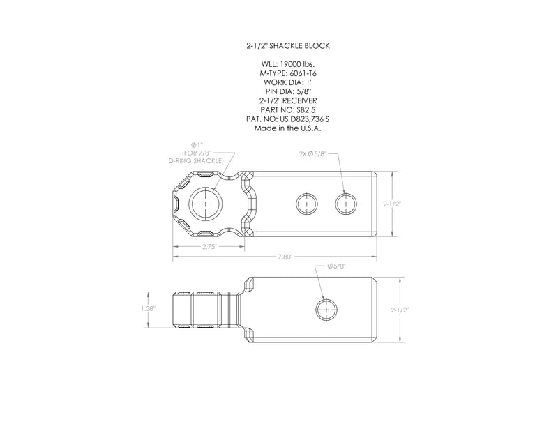 Load image into Gallery viewer, Shackle Block 2.5&quot; - Black
