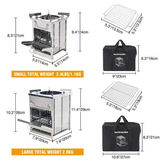 Wood Burning Camping Stove Folding with Pot Stand