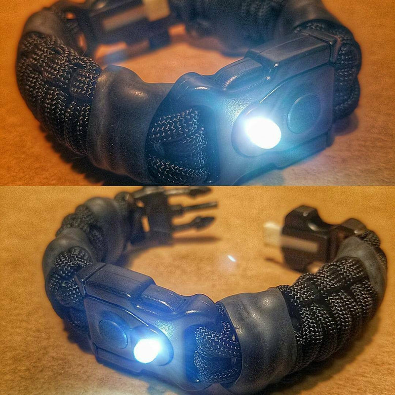 Load image into Gallery viewer, EDC Prepper - Paracord Bracelet Urban Tool Kit Equipped w/ LED Light, fire starter, blade, compass.
