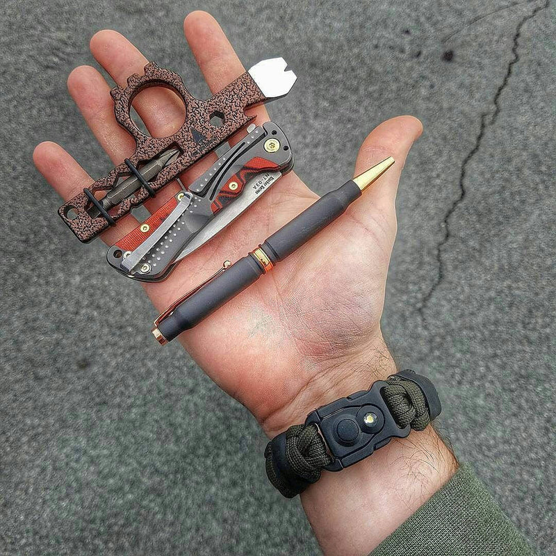 Load image into Gallery viewer, EDC Prepper - Paracord Bracelet Urban Tool Kit Equipped w/ LED Light, fire starter, blade, compass.
