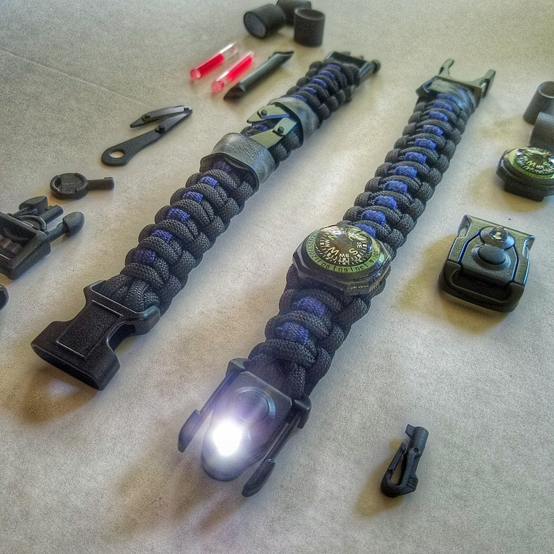 Load image into Gallery viewer, First Responder Strap - Police LEO backup duty gear w/ light, cuff key, seatbelt cutter, compass.
