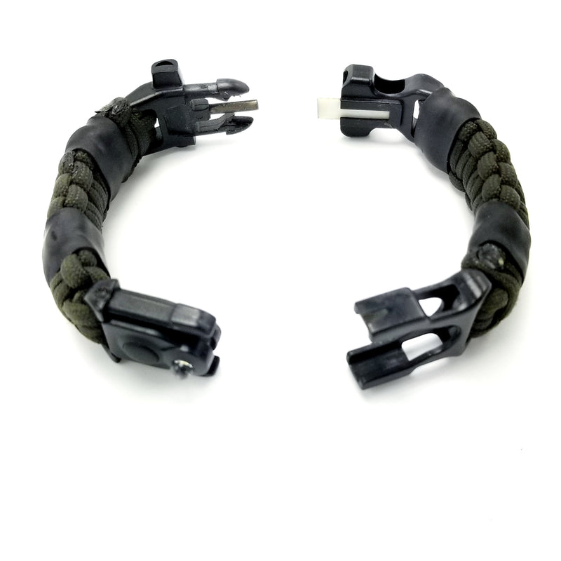 Load image into Gallery viewer, EDC Prepper - Paracord Bracelet Urban Tool Kit Equipped w/ LED Light, fire starter, blade, compass.

