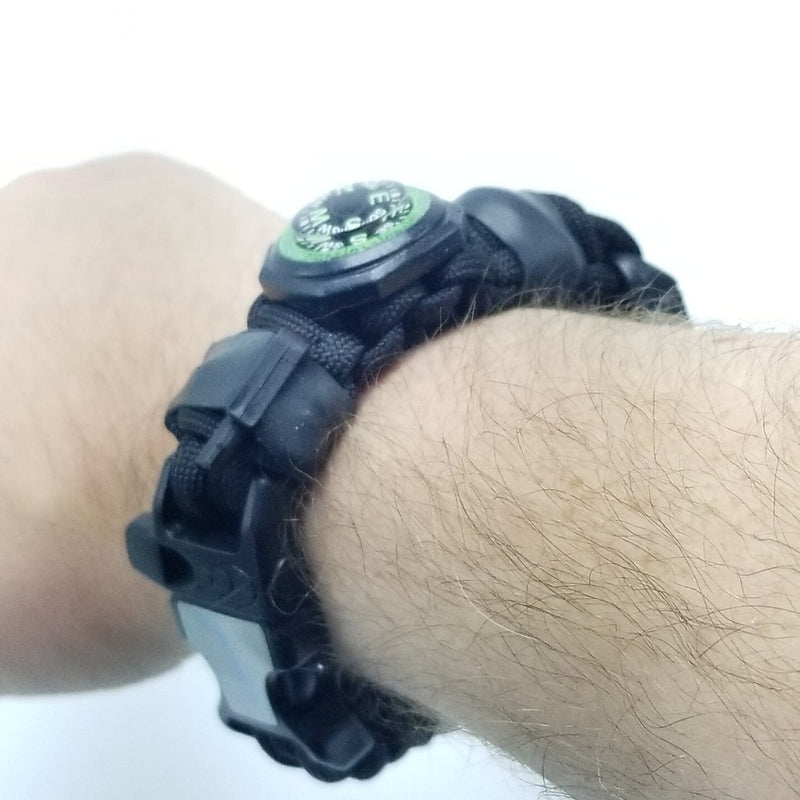Load image into Gallery viewer, EDC Prepper - Paracord Bracelet Urban Tool Kit Equipped w/ LED Light, fire starter, blade, compass.

