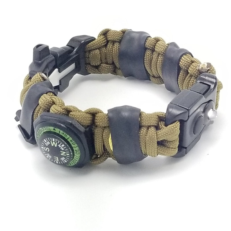 Load image into Gallery viewer, EDC Prepper - Paracord Bracelet Urban Tool Kit Equipped w/ LED Light, fire starter, blade, compass.
