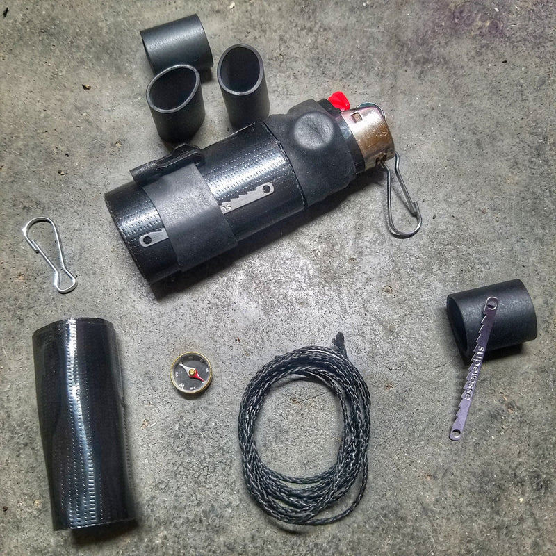 Load image into Gallery viewer, Survival Kit Lighter - Fire Starter outfitted with supplies.
