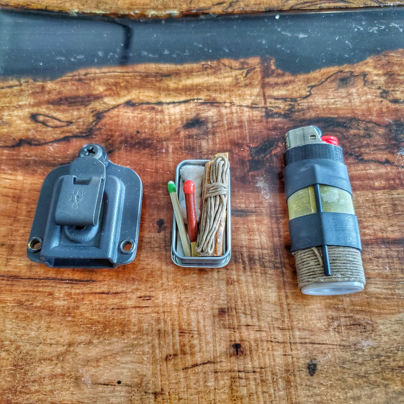 Load image into Gallery viewer, Survival Kit Lighter - Fire Starter outfitted with supplies.
